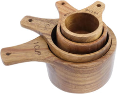 10pcs Wood Measuring Cups and Spoons Set, Kitchen Utensils, 10 Size | Handcrafted Natural Wood Tablespoon, Wooden Measuring Cups and Spoons Set, for Dry Ingredients, Cooking, Baking
