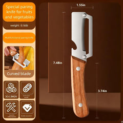 1 PCS Multi-Functional Vegetable Peeler with Wooden Handle, Stainless Steel Blade Fruit Peeler with Bottle Opener, Comfortable Non-Slip Kitchen Peeler for Potato, Pumpkin, Papaya & More (1)