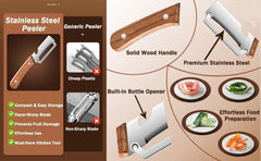 1 PCS Multi-Functional Vegetable Peeler with Wooden Handle, Stainless Steel Blade Fruit Peeler with Bottle Opener, Comfortable Non-Slip Kitchen Peeler for Potato, Pumpkin, Papaya & More (1)