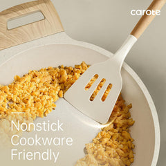10-Piece Kitchen Utensils Set with Wood Cool-Touch Handles, Cream | Silicone Cooking Utensil, Food Grade, Nonstick Cookware Friendly, BPA-Free, Heat-Resistant, Everyday Home Essentials, Gifts