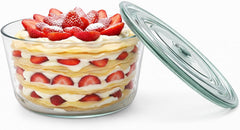 101 oz Large Trifle Bowl with Plastic Lid, Airtight Clear Thickened Glass Salad Bowl, Trifle Dish for Cakes Popcorn Fruit Dessert Baking, Food Storage Container for Parties Weddings Holiday, Round