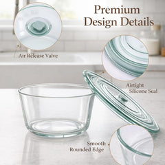 101 oz Large Trifle Bowl with Plastic Lid, Airtight Clear Thickened Glass Salad Bowl, Trifle Dish for Cakes Popcorn Fruit Dessert Baking, Food Storage Container for Parties Weddings Holiday, Round