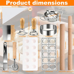11 Pieces Ravioli Mold Set, Easy-to-Use Ravioli Maker Press with Ravioli Cutter Wheel, Pasta Cutter & Ravioli Making Kit, Wooden Pasta RollerPasta Making Tools for home .pasta lover