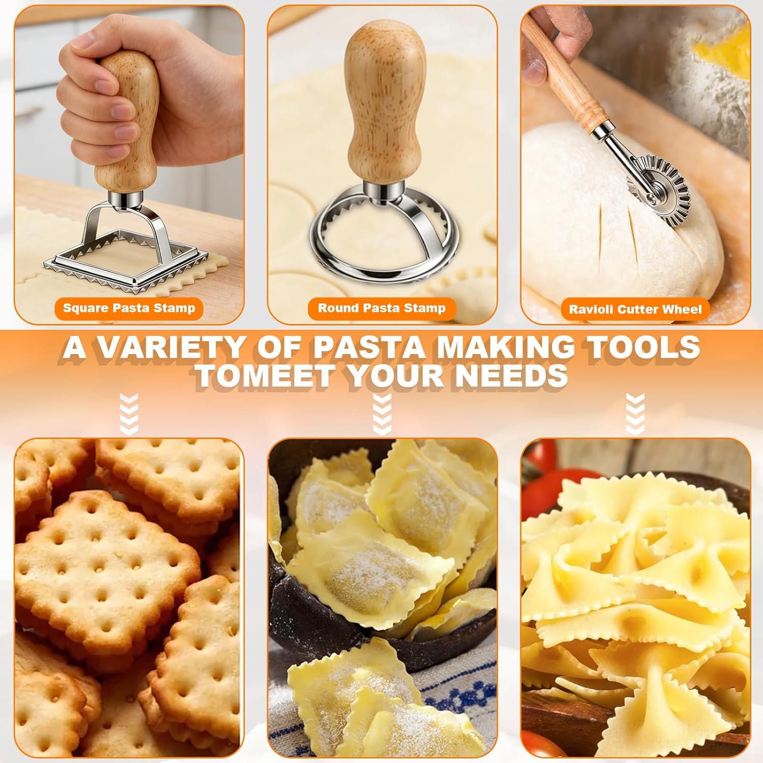 11 Pieces Ravioli Mold Set, Easy-to-Use Ravioli Maker Press with Ravioli Cutter Wheel, Pasta Cutter & Ravioli Making Kit, Wooden Pasta RollerPasta Making Tools for home .pasta lover