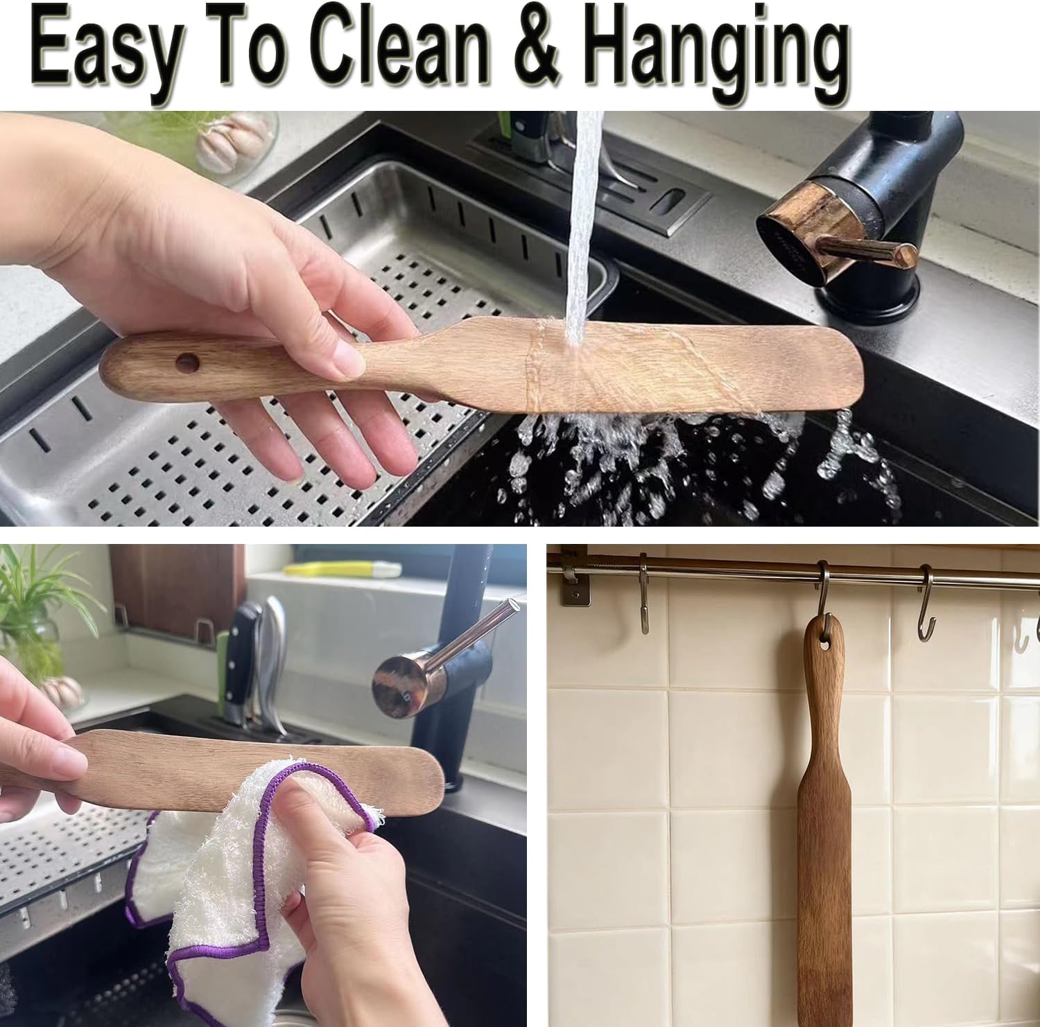 13inch Acacia Wooden Spatula Dough Whisk for Cooking Sourdough Wood Spurtle Kitchen Cooking Utensils Wood Spoon Cooking Mixing Tool for Sourdough Starter Cookware Pot Stir,Spurtles Kitchen Tools