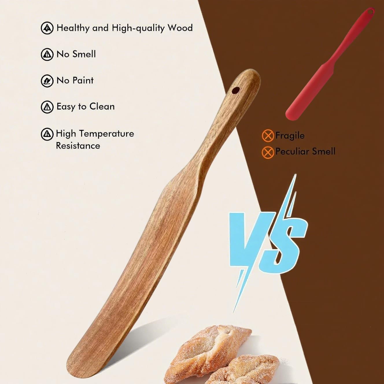 13inch Acacia Wooden Spatula Dough Whisk for Cooking Sourdough Wood Spurtle Kitchen Cooking Utensils Wood Spoon Cooking Mixing Tool for Sourdough Starter Cookware Pot Stir,Spurtles Kitchen Tools