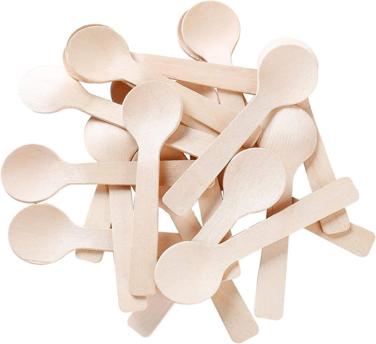 1.5mm Extra-Thick Mini Wooden Spoons (4 Inch) - 100 Count Heavy Duty Birch Wood - Sturdy No-Snap Disposable Spoons for Gelato, Desserts & Charcuterie - Eco-Friendly & Compostable GM1042A