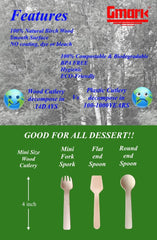 1.5mm Extra-Thick Mini Wooden Spoons (4 Inch) - 100 Count Heavy Duty Birch Wood - Sturdy No-Snap Disposable Spoons for Gelato, Desserts & Charcuterie - Eco-Friendly & Compostable GM1042A