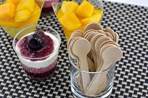 1.5mm Extra-Thick Mini Wooden Spoons (4 Inch) - 100 Count Heavy Duty Birch Wood - Sturdy No-Snap Disposable Spoons for Gelato, Desserts & Charcuterie - Eco-Friendly & Compostable GM1042A