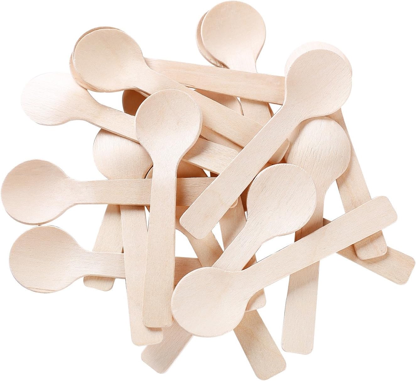 1.5mm Extra-Thick Mini Wooden Spoons (4 Inch) - 100 Count Heavy Duty Birch Wood - Sturdy No-Snap Disposable Spoons for Gelato, Desserts & Charcuterie - Eco-Friendly & Compostable GM1042A
