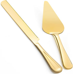 13-Inch Premium Cake Cutting Set for wedding .Exquisite Cake Knife and Server Set with Serrated Design, Ideal for Pastries, Pies, and Desserts (Gold)