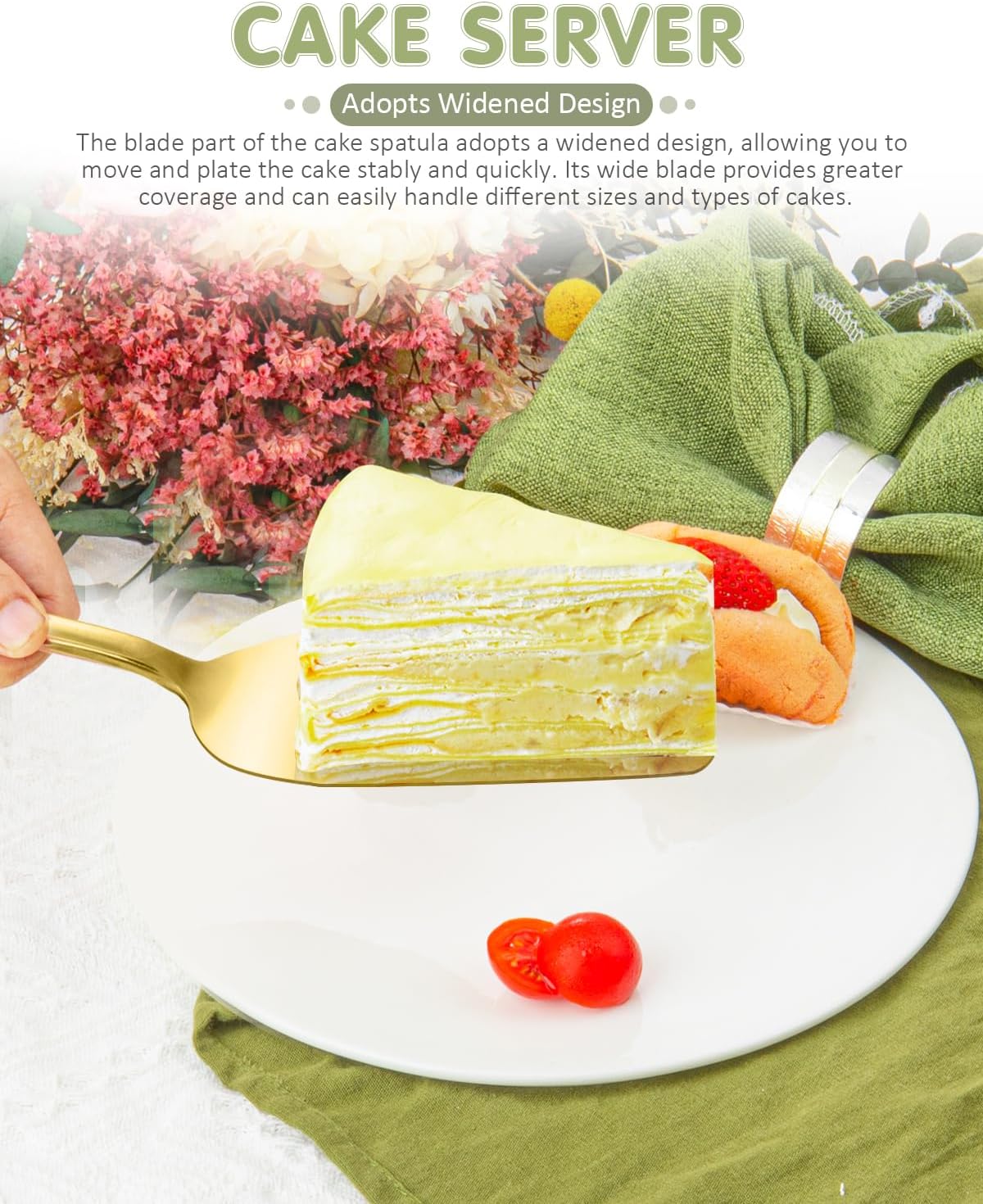 13-Inch Premium Cake Cutting Set for wedding .Exquisite Cake Knife and Server Set with Serrated Design, Ideal for Pastries, Pies, and Desserts (Gold)