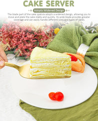 13-Inch Premium Cake Cutting Set for wedding .Exquisite Cake Knife and Server Set with Serrated Design, Ideal for Pastries, Pies, and Desserts (Gold)