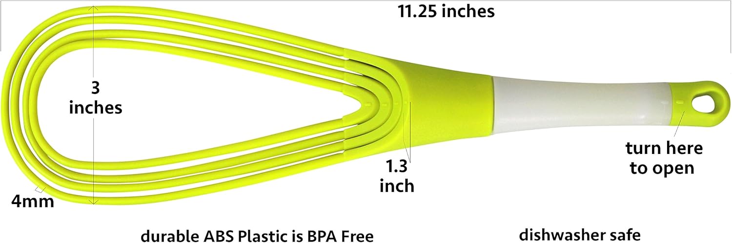 12-Inch Collapsible 2-In-1 Balloon/Flat Whisk, Green