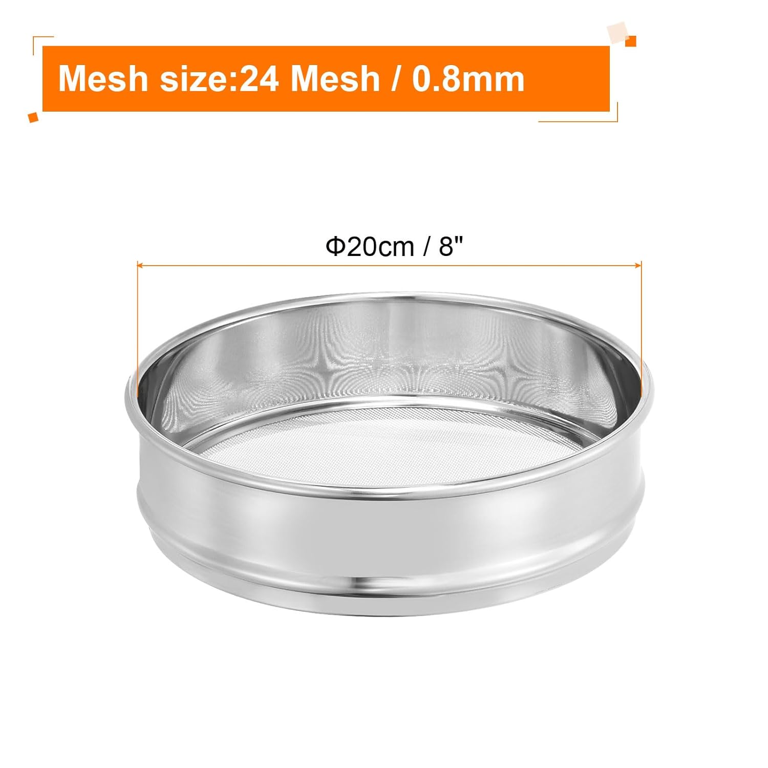 10 Mesh Lab Sieve, 8" Diameter Test Sieve 304 Stainless Steel Wire Cloth (2mm) for Industrial Laboratory - Colors B