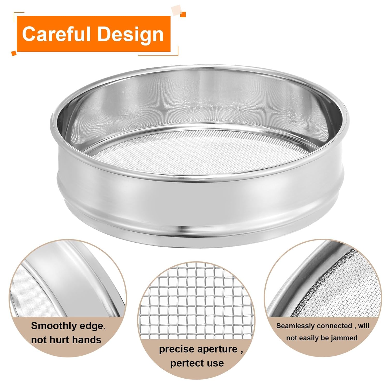10 Mesh Lab Sieve, 8" Diameter Test Sieve 304 Stainless Steel Wire Cloth (2mm) for Industrial Laboratory - Colors B