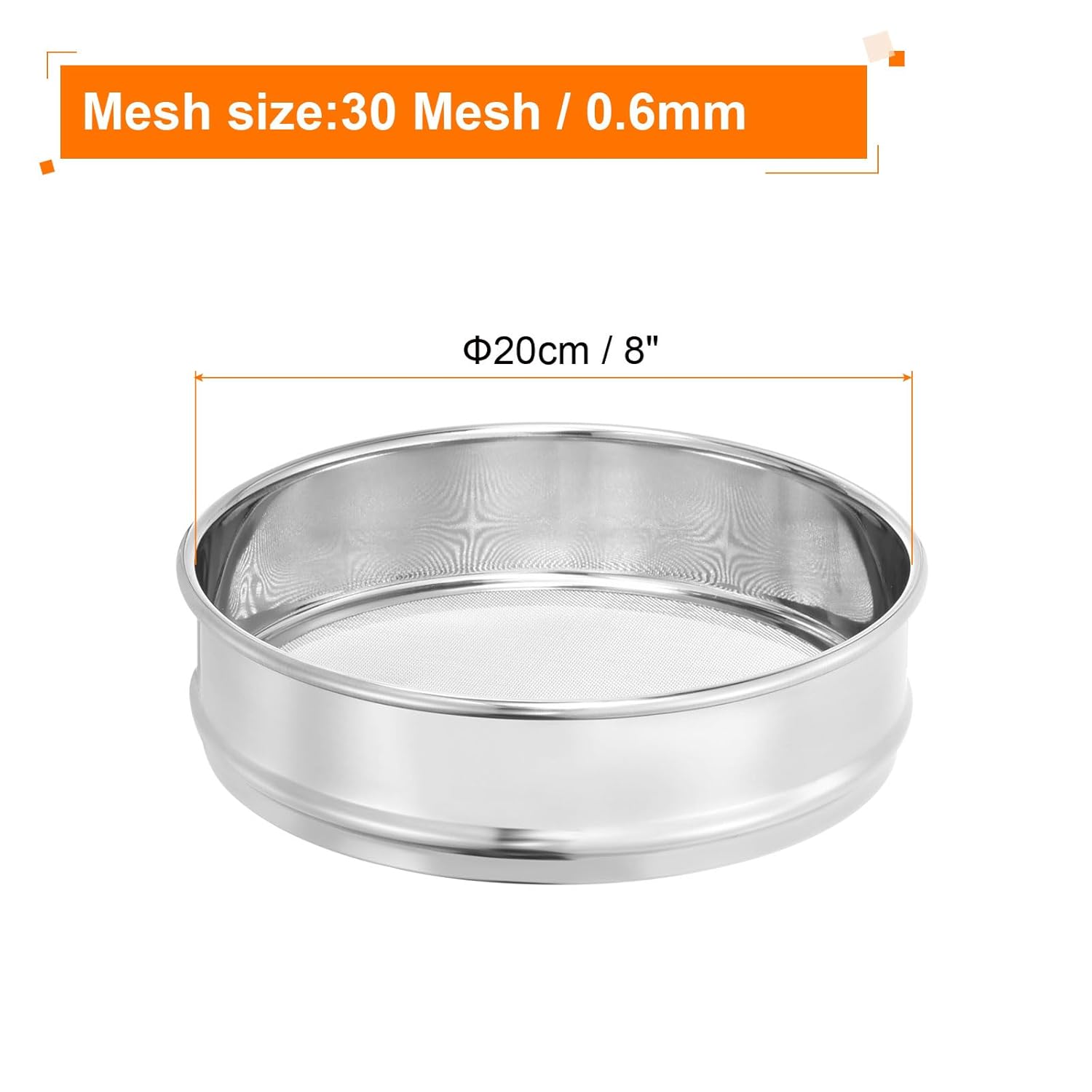 10 Mesh Lab Sieve, 8" Diameter Test Sieve 304 Stainless Steel Wire Cloth (2mm) for Industrial Laboratory - Colors B