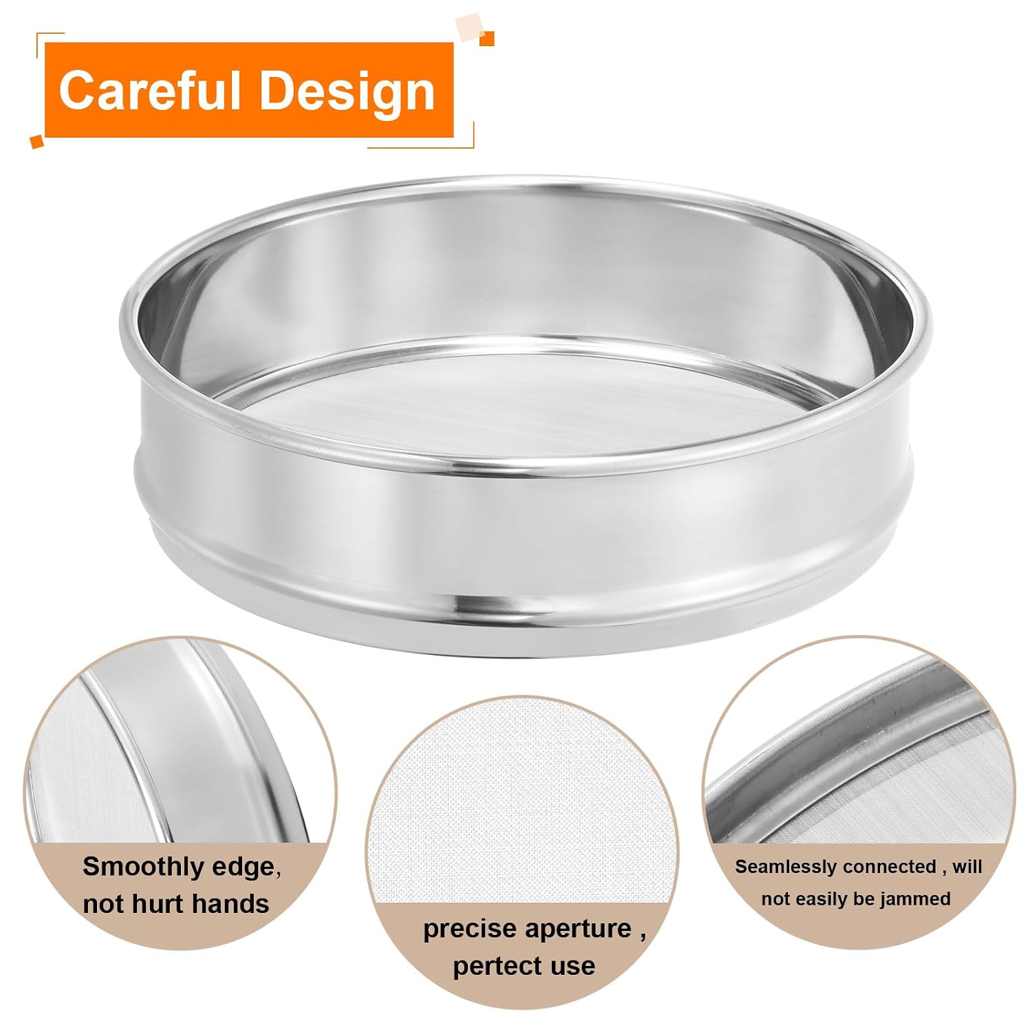 10 Mesh Lab Sieve, 8" Diameter Test Sieve 304 Stainless Steel Wire Cloth (2mm) for Industrial Laboratory - Colors B