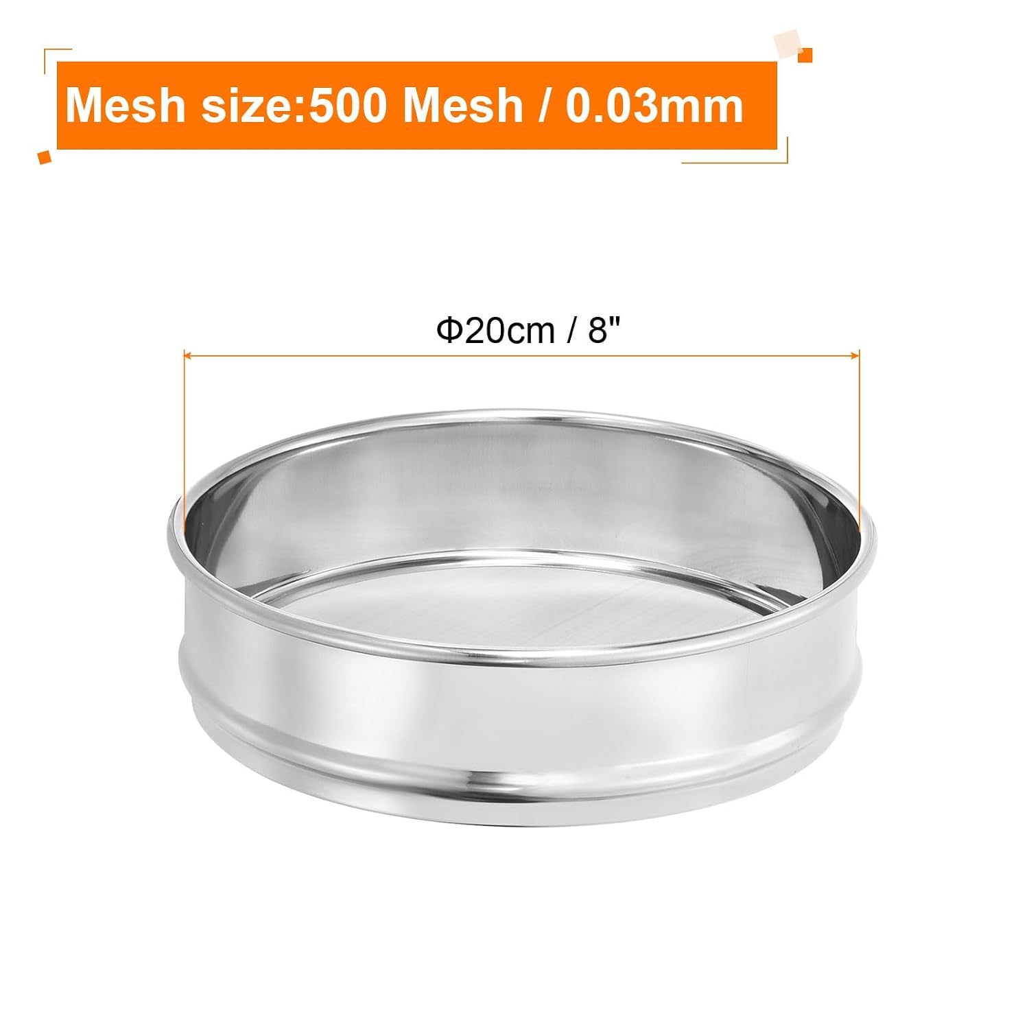 10 Mesh Lab Sieve, 8" Diameter Test Sieve 304 Stainless Steel Wire Cloth (2mm) for Industrial Laboratory - Colors B