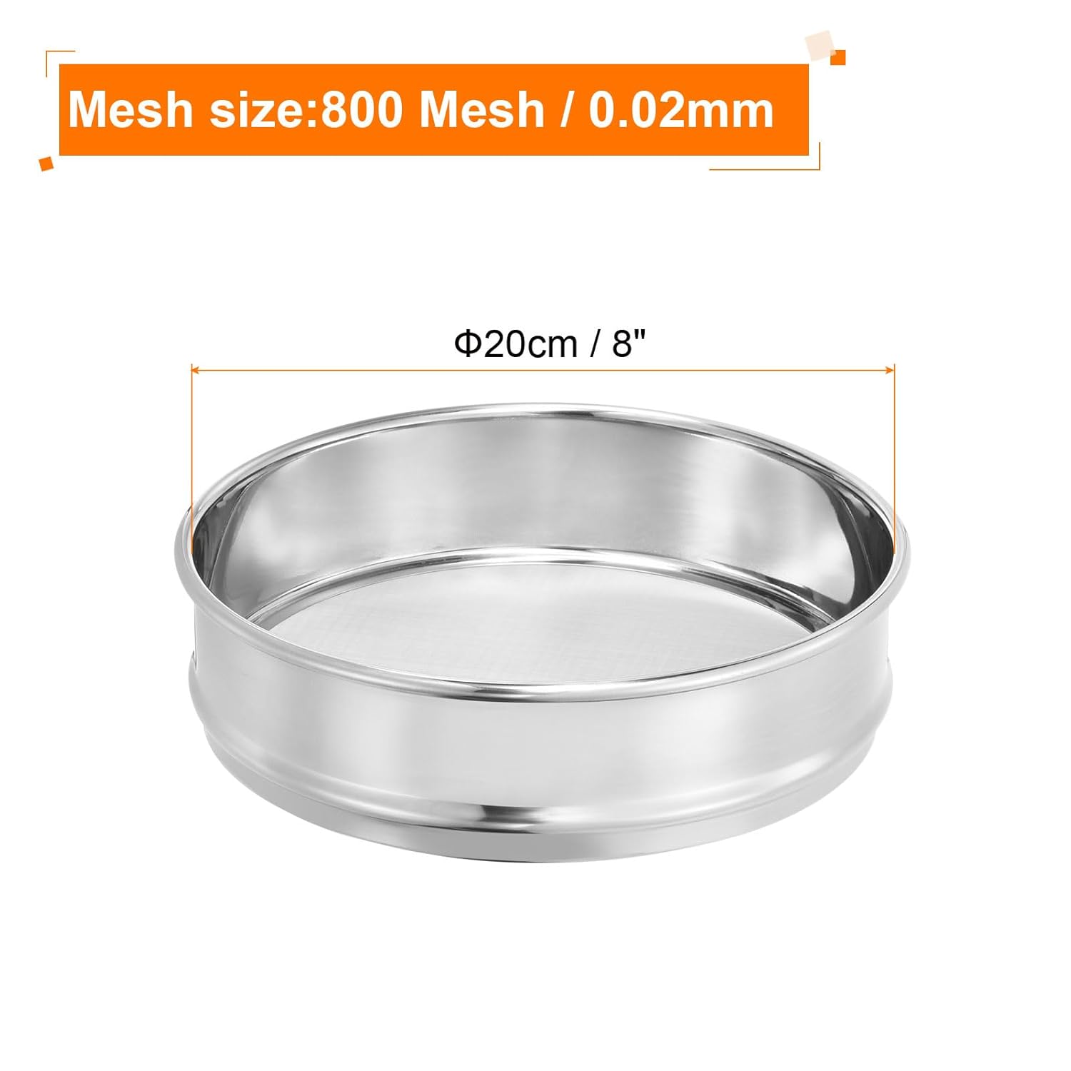 10 Mesh Lab Sieve, 8" Diameter Test Sieve 304 Stainless Steel Wire Cloth (2mm) for Industrial Laboratory - Colors B
