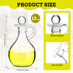 12 Pcs 12 oz Glass Oil Cruets with Stopper Bottle Vinegar Dispenser Small Salad Dressing Container Round Jar Glass Serving Syrup Bottles with Handle for Sauce Water Olive Oil