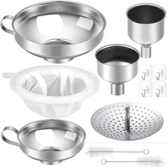 12 Pcs Stainless Steel Canning Funnels for Wide Mouth Mason Jars, Set with Strainer