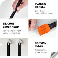 14in 2 Tone Silicone Basting Brush, Non-Slip Long Handle | Grill Brush with Non Slip Grip Long Handle, Kitchen Brush for BBQ, Grilling, Baking, Roasting, Saucing