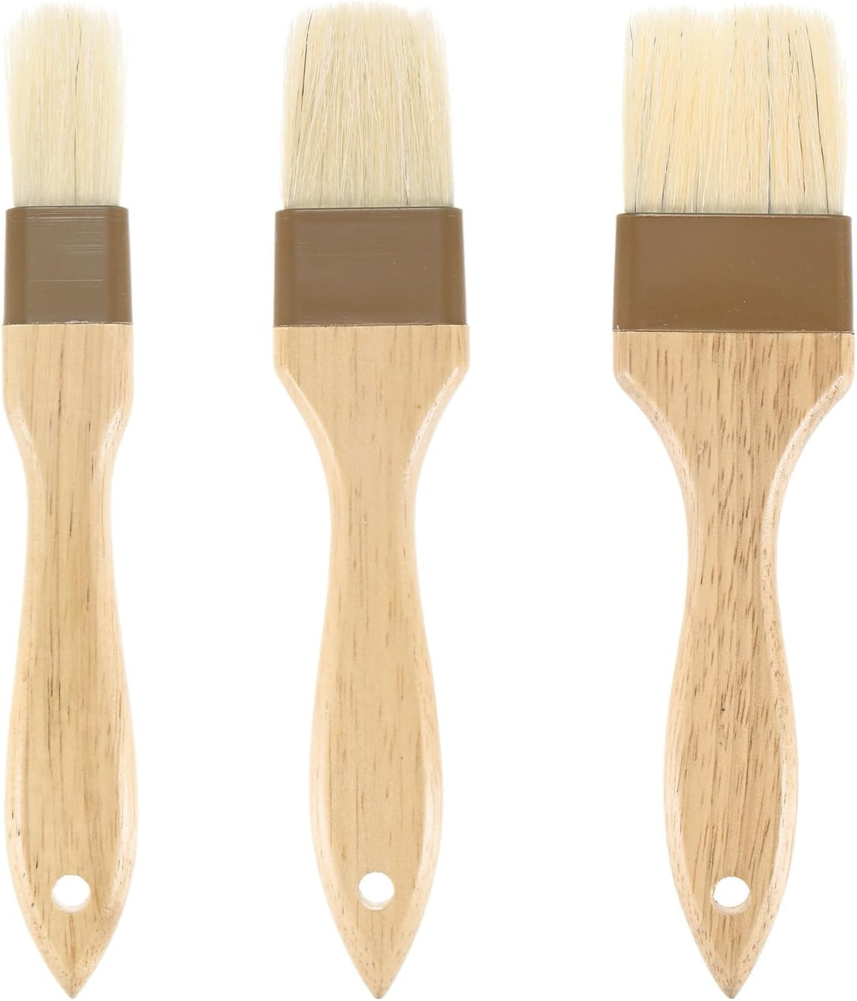 1-Set Pastry Brush, Wooden Handle Natural Bristle Basting BBQ Oil Brush for Cooking/Barbecue/Kitchen 1, 1.6, 2"