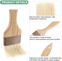 1-Set Pastry Brush, Wooden Handle Natural Bristle Basting BBQ Oil Brush for Cooking/Barbecue/Kitchen 1, 1.6, 2"
