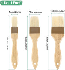 1-Set Pastry Brush, Wooden Handle Natural Bristle Basting BBQ Oil Brush for Cooking/Barbecue/Kitchen 1, 1.6, 2"