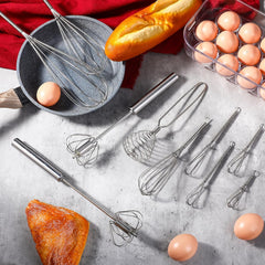 10 Pcs Stainless Steel Whisks Set Egg Beater Semi Auto Whisk Blender Hand Push Beater Versatile Utensil for Kitchen Mixing Blending Beating Stirring Cooking 3 5 6 7 8 10 12 Inch