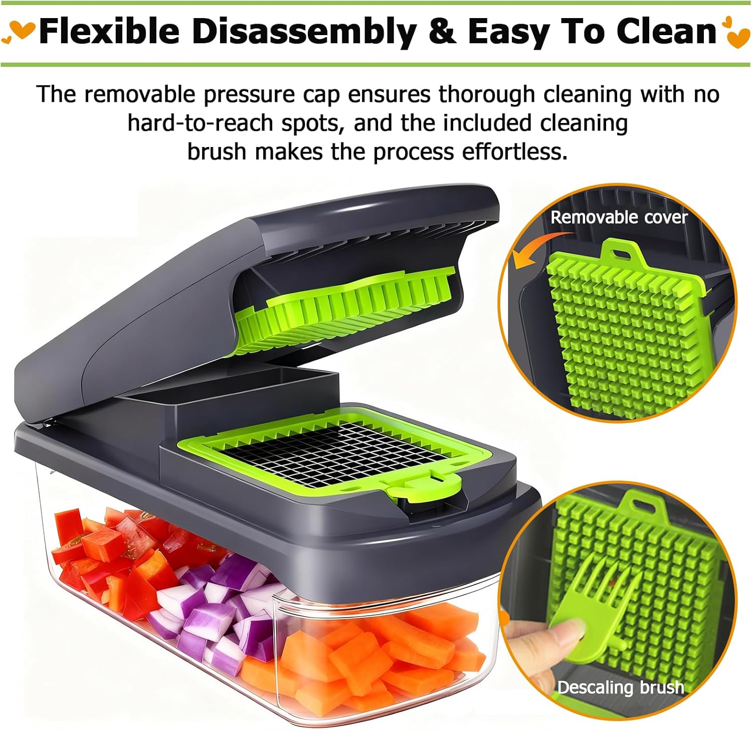 15 in 1 Vegetable Chopper with Container and Stainless Steel Blades | For onions, potatoes and vegetables. Large 1.5L container with drain basket for convenient washing and meal preparation