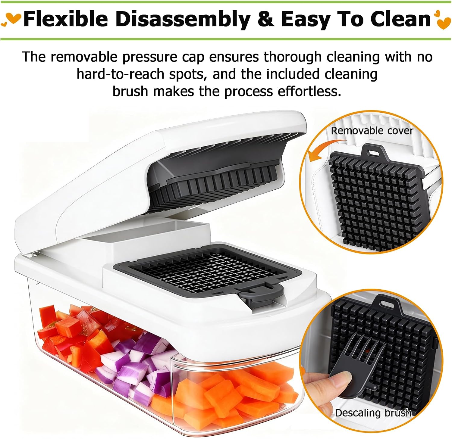 15 in 1 Vegetable Chopper with Container and Stainless Steel Blades | For onions, potatoes and vegetables. Large 1.5L container with drain basket for convenient washing and meal preparation