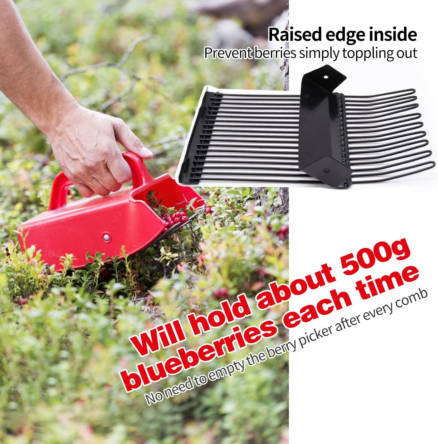 1/2/4 Pack Berry Picker, with Metallic Comb and Ergonomic Handle | for Easier Berry Picking