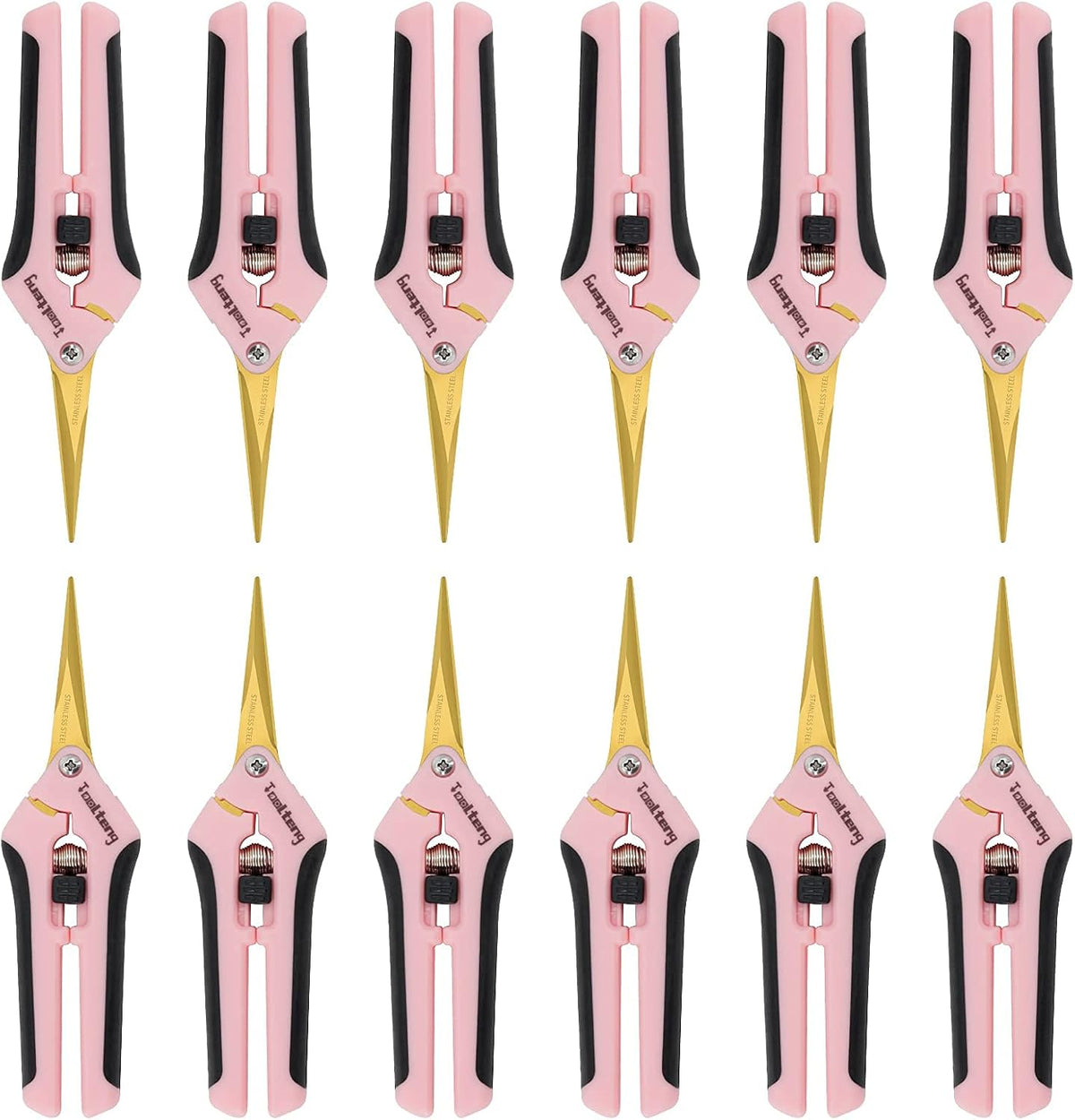 1 Pack Pruning Shears with Curved Blades, Garden Trimming Scissors, Gardening Hand Pruning Snips Titanium Coated Precision Bonsai Pruning Shears, Efficient Flower Cutters (Pink)
