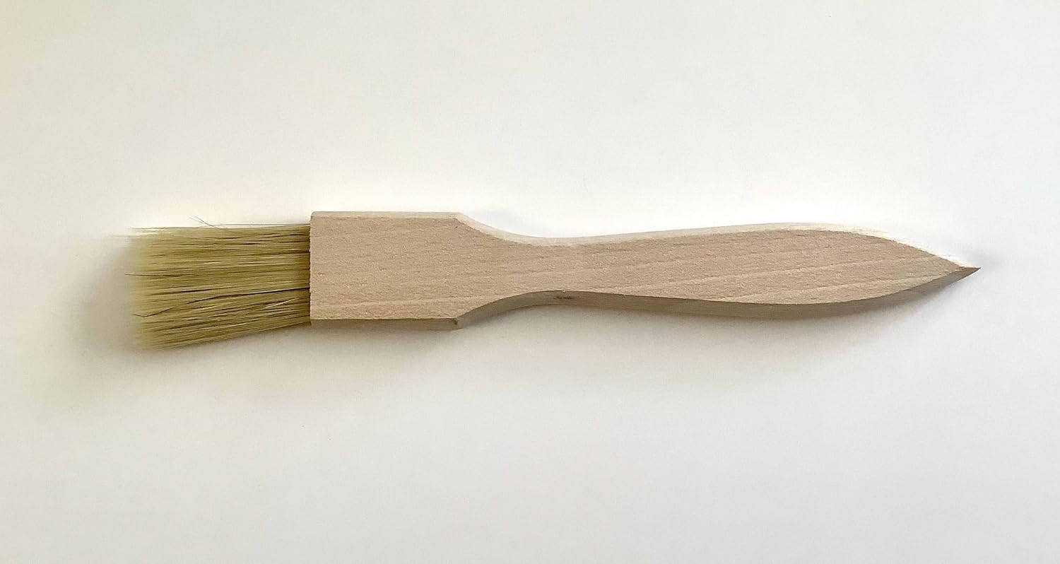 1.4" Flat Wooden Pastry Baking Brush Natural Bristles - Dusting Flour, Glazing & Basting Dough, Batter Egg/Oil Spreading Brush 3.5cm (Flat)