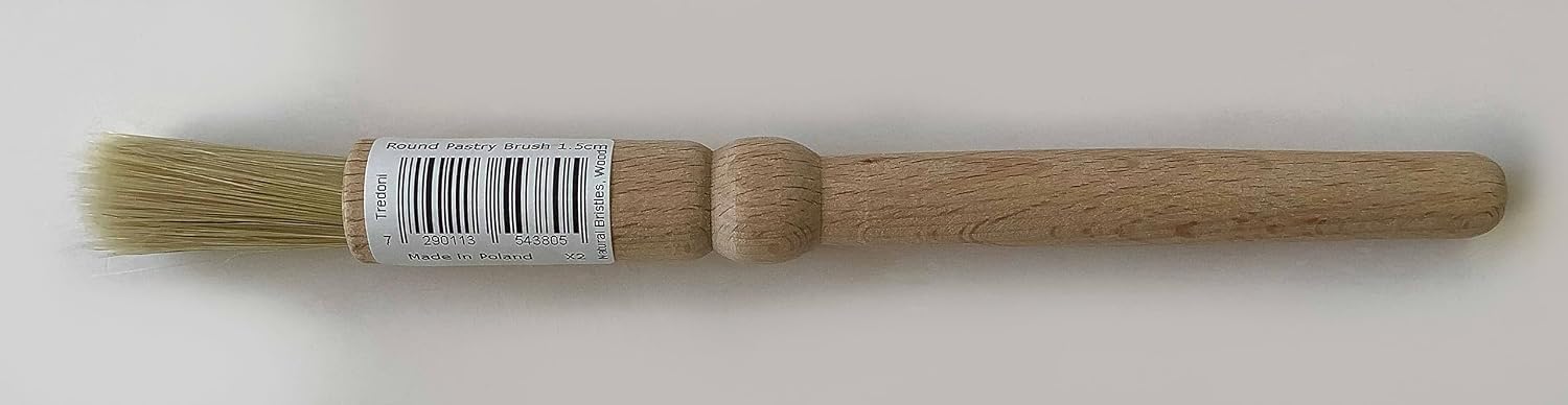 1.4" Flat Wooden Pastry Baking Brush Natural Bristles - Dusting Flour, Glazing & Basting Dough, Batter Egg/Oil Spreading Brush 3.5cm (Flat)