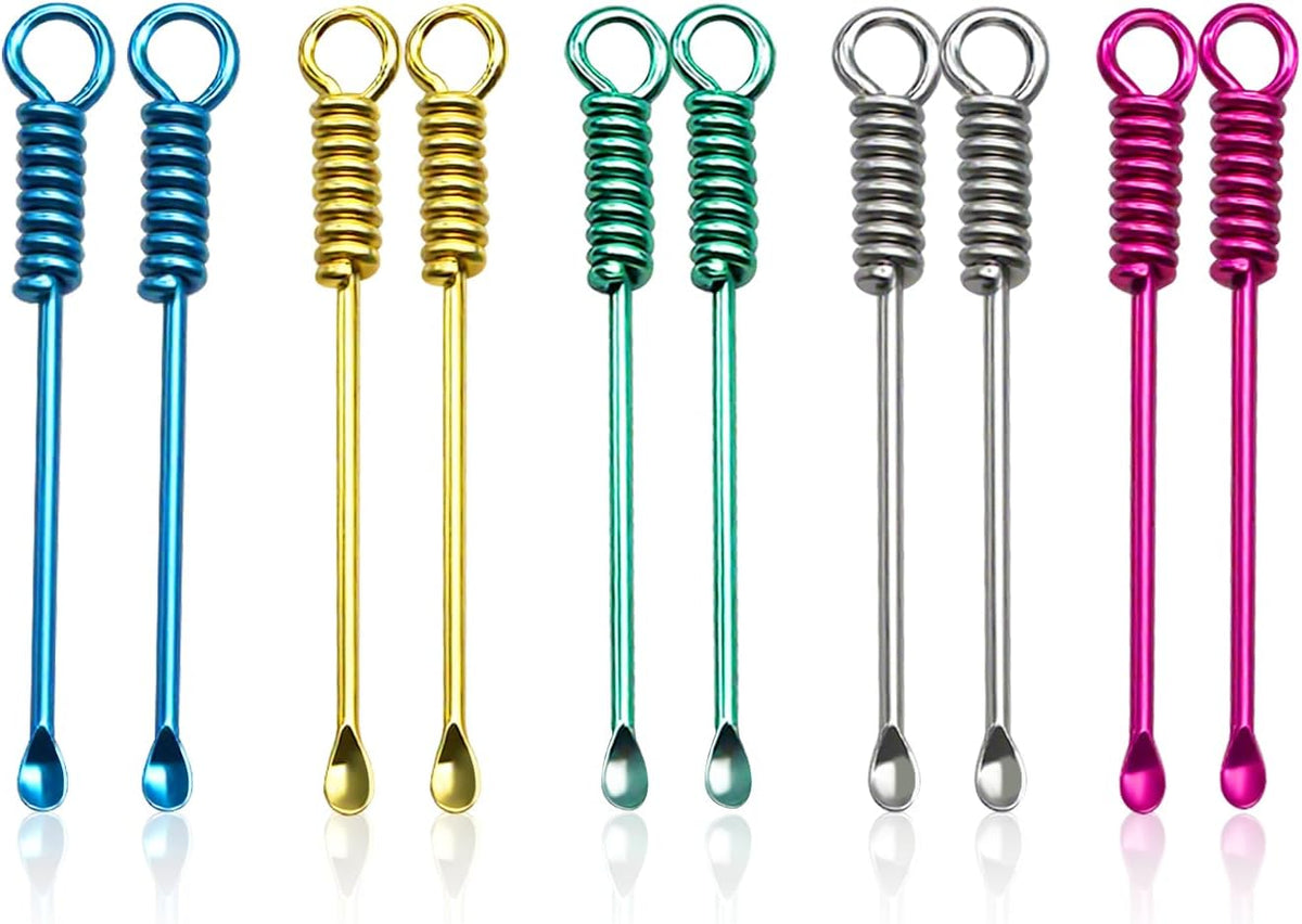 10Pcs Mini Spoons Keychain, Tiny Metal Shovel Charms for Spices & Powder, Multicolor Small Spoon Pendant for Jewelry Making, Crafts, DIY Accessories