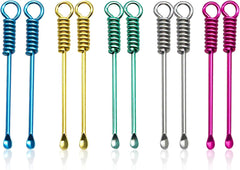 10Pcs Mini Spoons Keychain, Tiny Metal Shovel Charms for Spices & Powder, Multicolor Small Spoon Pendant for Jewelry Making, Crafts, DIY Accessories