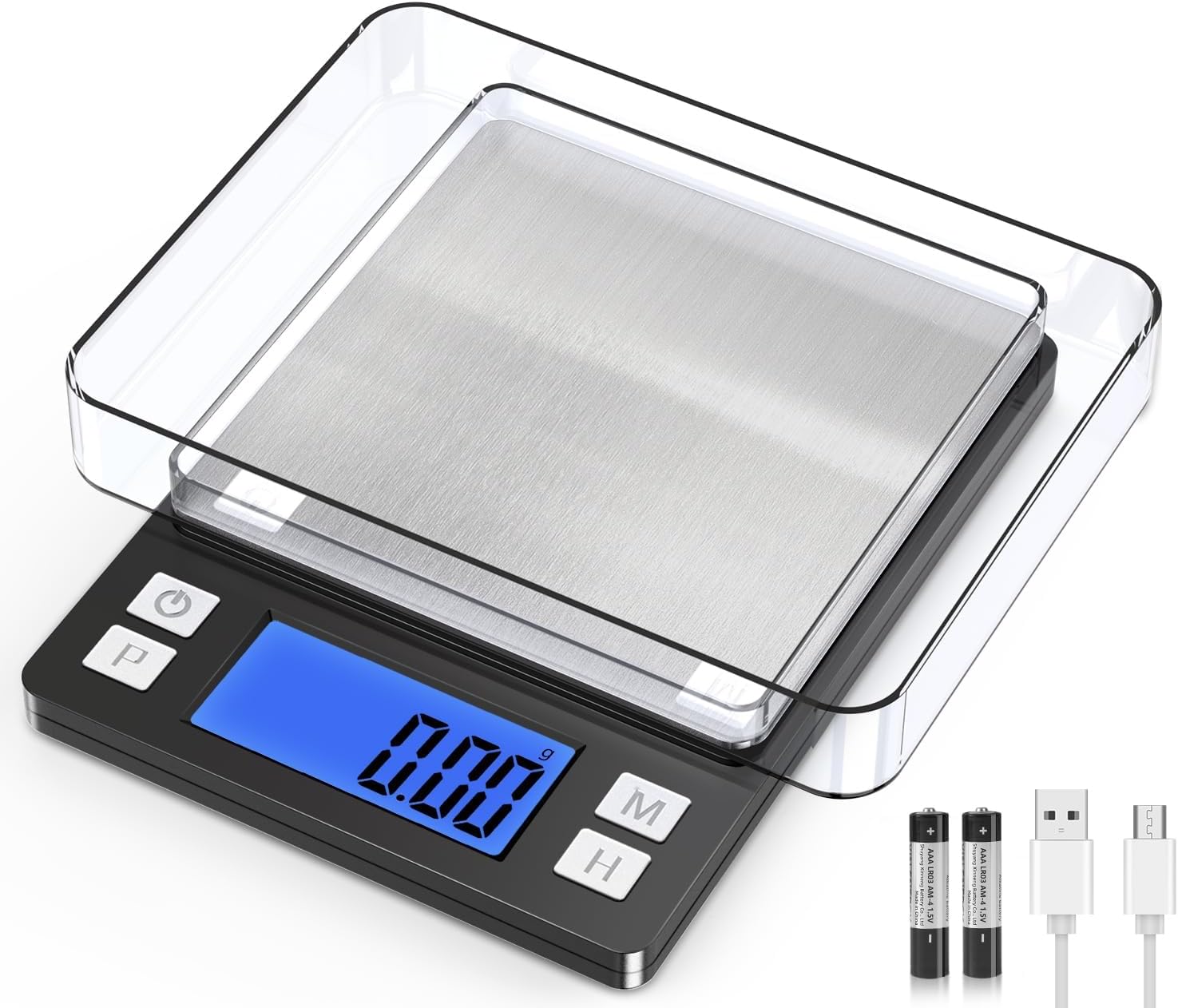 0.01g Small Digital Gram Scale, Upgraded 1kg Jewelry Scale | USB Rechargeable, Larger Display, Hold Function, High Precision, Grams and Ounces for Herb, Coin,Powder,Yeast, Kitchen Sliver