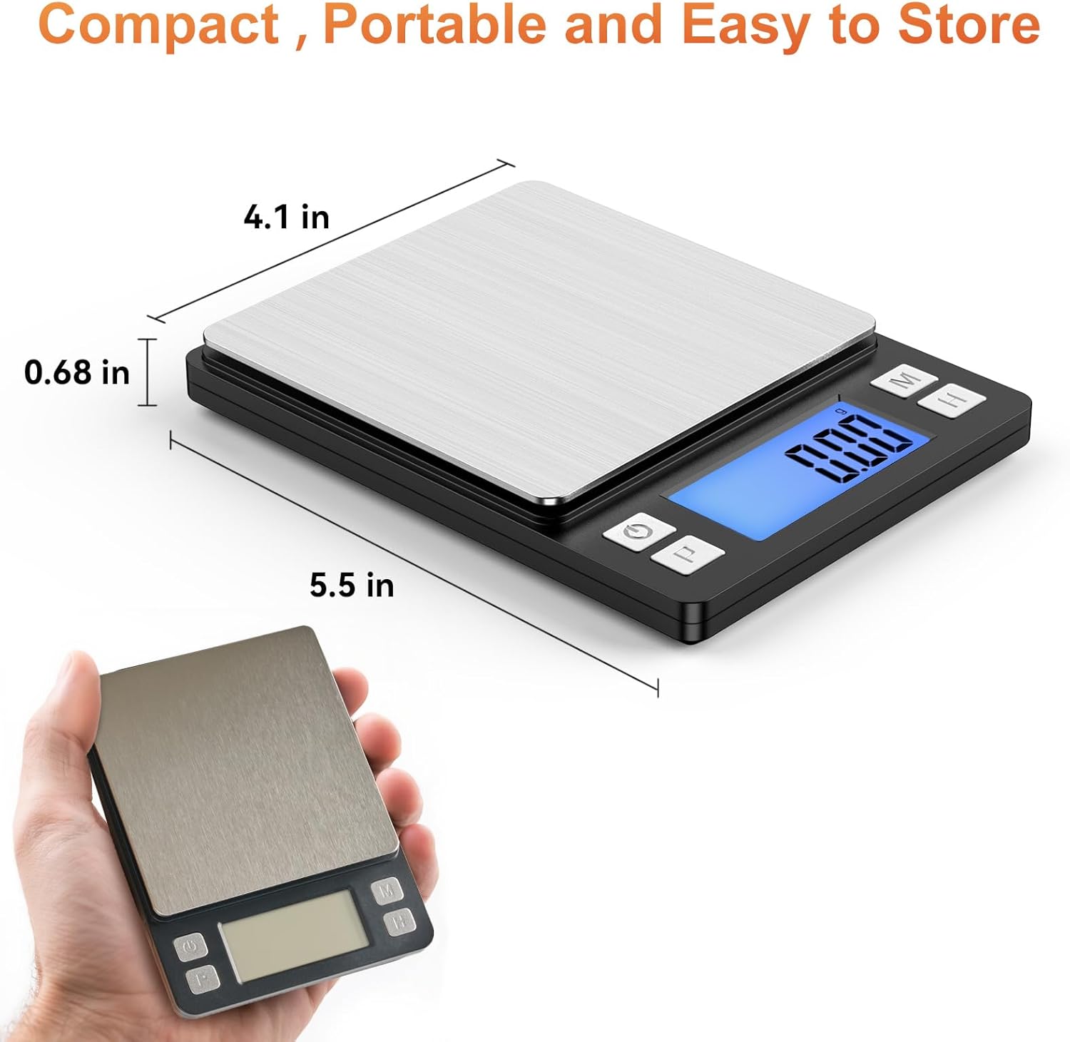 0.01g Small Digital Gram Scale, Upgraded 1kg Jewelry Scale | USB Rechargeable, Larger Display, Hold Function, High Precision, Grams and Ounces for Herb, Coin,Powder,Yeast, Kitchen Sliver