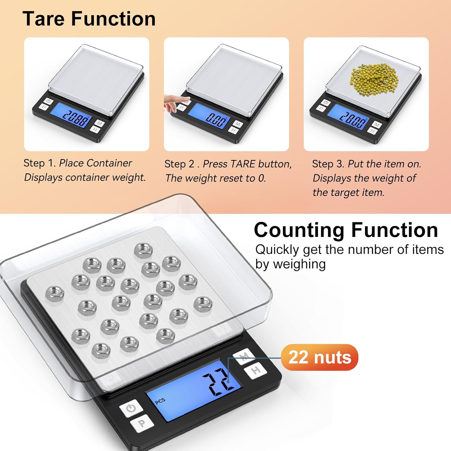 0.01g Small Digital Gram Scale, Upgraded 1kg Jewelry Scale | USB Rechargeable, Larger Display, Hold Function, High Precision, Grams and Ounces for Herb, Coin,Powder,Yeast, Kitchen Sliver