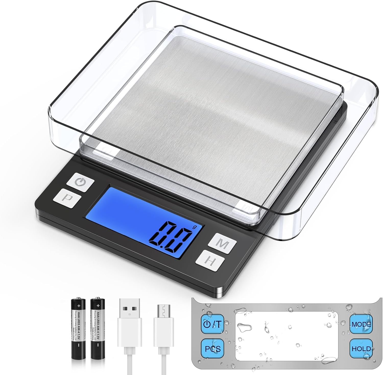 0.01g Small Digital Gram Scale, Upgraded 1kg Jewelry Scale | USB Rechargeable, Larger Display, Hold Function, High Precision, Grams and Ounces for Herb, Coin,Powder,Yeast, Kitchen Sliver
