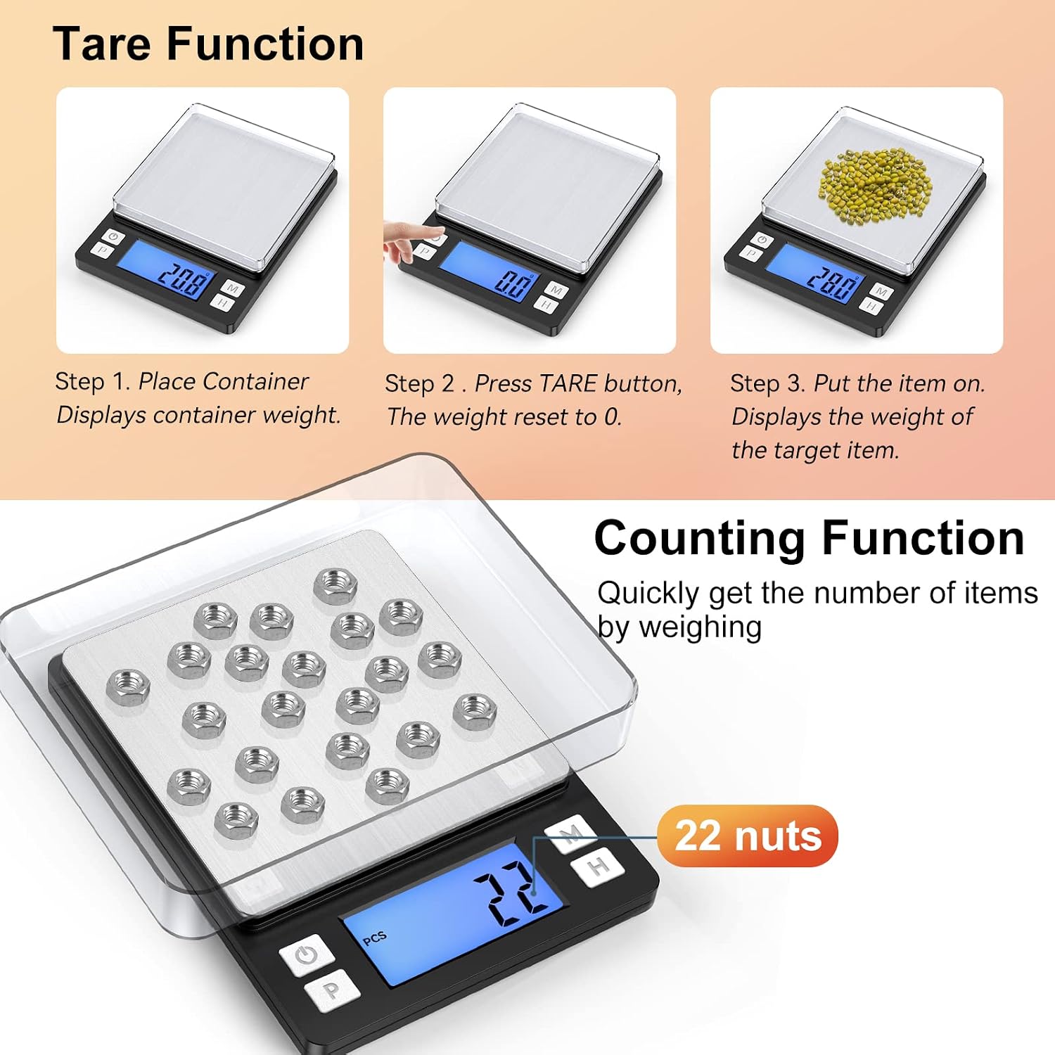 0.01g Small Digital Gram Scale, Upgraded 1kg Jewelry Scale | USB Rechargeable, Larger Display, Hold Function, High Precision, Grams and Ounces for Herb, Coin,Powder,Yeast, Kitchen Sliver