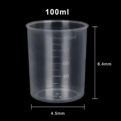 100 Pcs 100mL Plastic Graduated Beakers for Epoxy Resin | Raised 20mL Markings and Tapered Pour Spouts with Reusable Clear Plastic for Resin, Paint, Food, and Lab Use