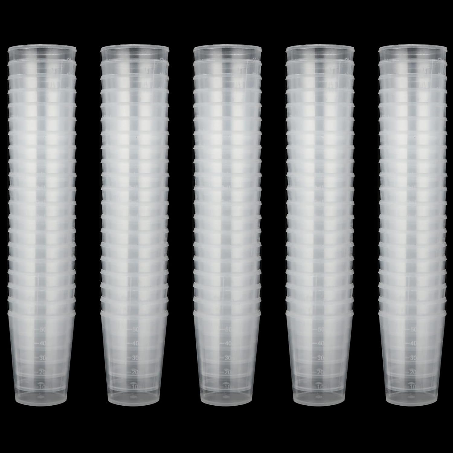 100 Pcs 100mL Plastic Graduated Beakers for Epoxy Resin | Raised 20mL Markings and Tapered Pour Spouts with Reusable Clear Plastic for Resin, Paint, Food, and Lab Use