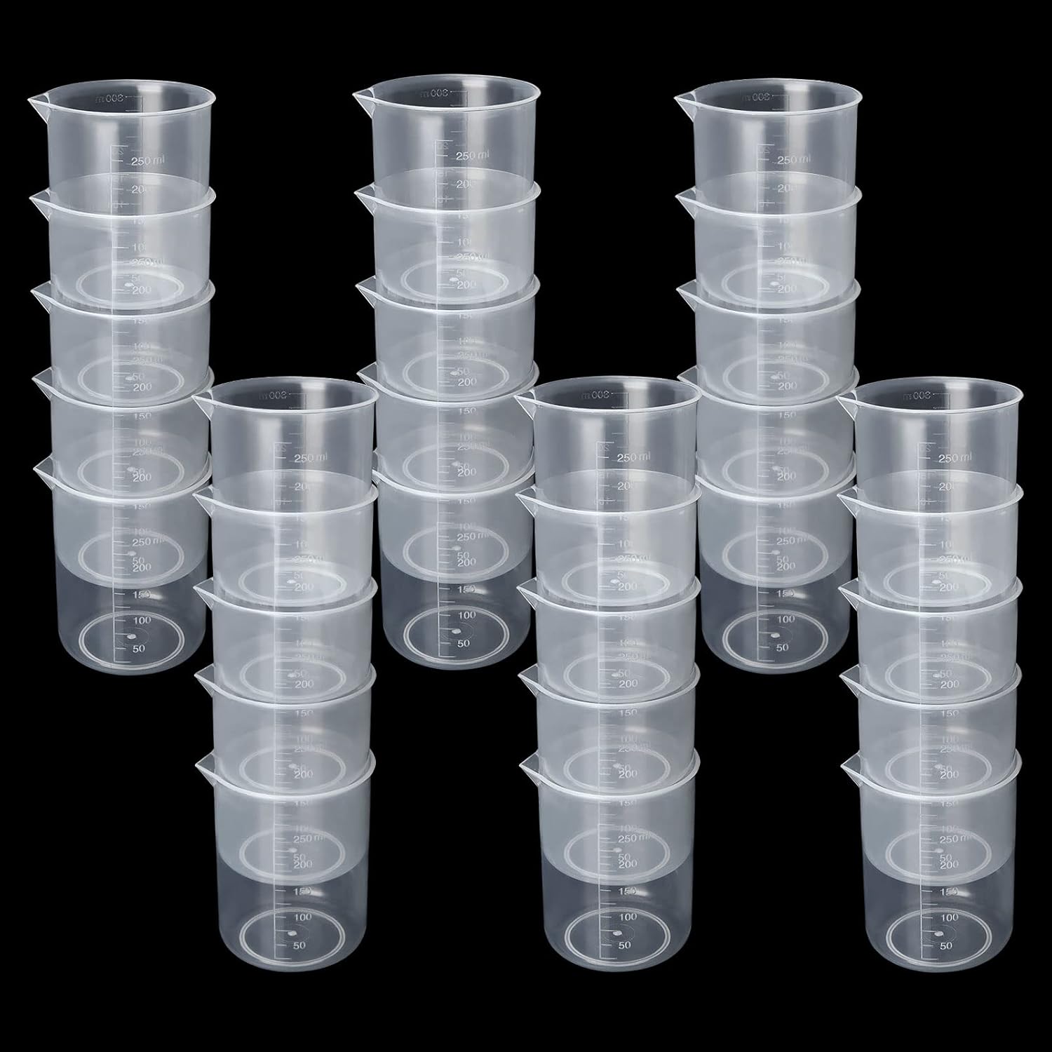 100 Pcs 100mL Plastic Graduated Beakers for Epoxy Resin | Raised 20mL Markings and Tapered Pour Spouts with Reusable Clear Plastic for Resin, Paint, Food, and Lab Use