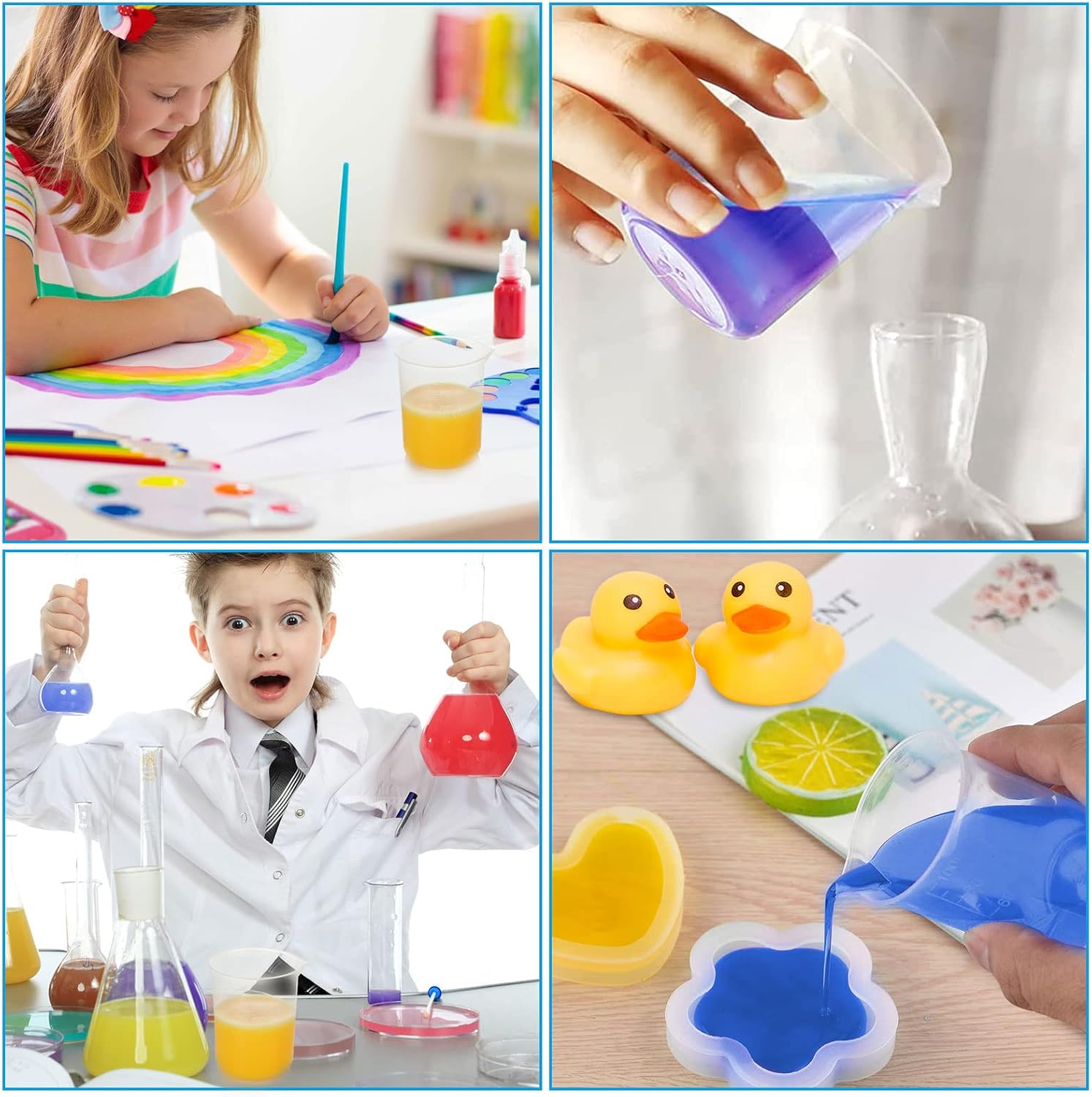 100 Pcs 100mL Plastic Graduated Beakers for Epoxy Resin | Raised 20mL Markings and Tapered Pour Spouts with Reusable Clear Plastic for Resin, Paint, Food, and Lab Use