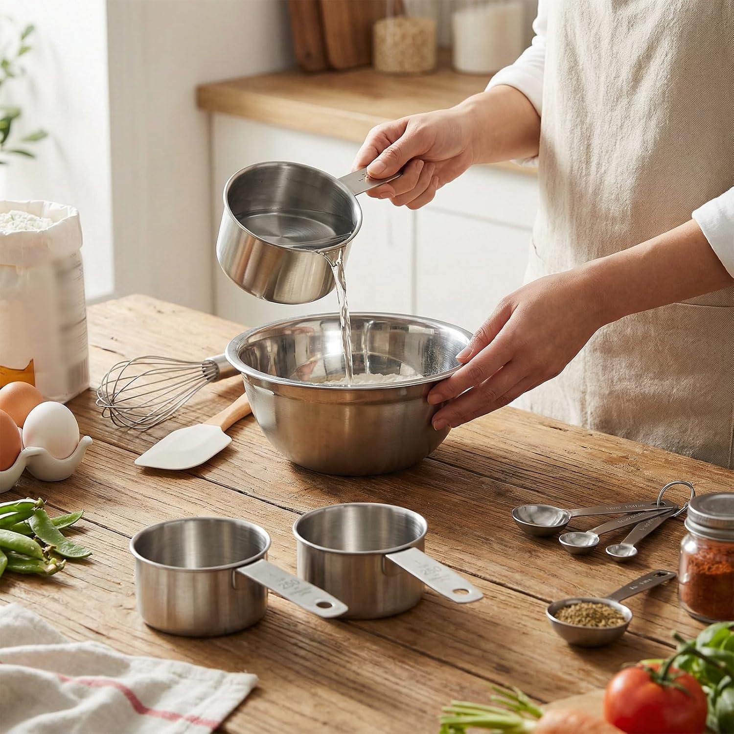 1 Cup Stainless Steel Measuring Cup, 250 ml Cooking Measure Scoop, 1 Cup Measure Cup Tablespoon with Handle for Dry and Wet Food, 250 ml Metal Coffee Scoop for Cooking Drinking Baking
