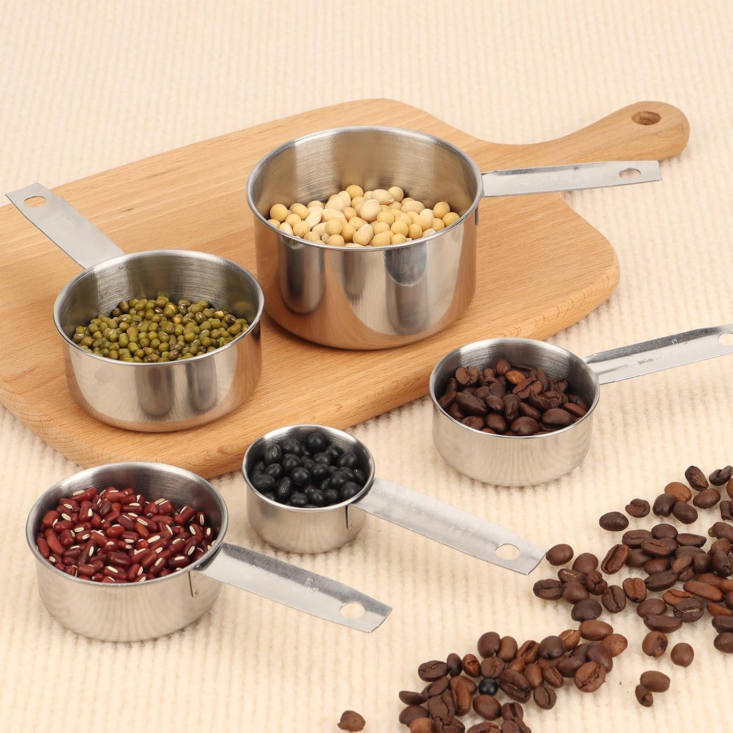 1 Cup Stainless Steel Measuring Cup, 250 ml Cooking Measure Scoop, 1 Cup Measure Cup Tablespoon with Handle for Dry and Wet Food, 250 ml Metal Coffee Scoop for Cooking Drinking Baking